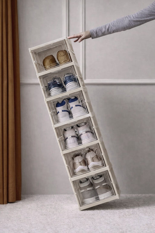 Evfix Şeffaf Kapaklı Modüler Ayakkabı Kutusu